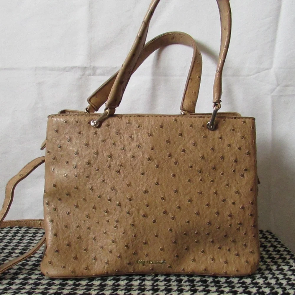Like Dreams Zena Faux Ostrich Vegan Leather Bow Tie Bag
